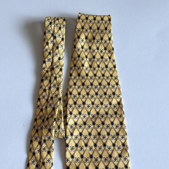 Paolo Designed By Paolo Gucci Geometric Yellow Blue 100% Silk Tie Made in Italy - Picture 3 of 8